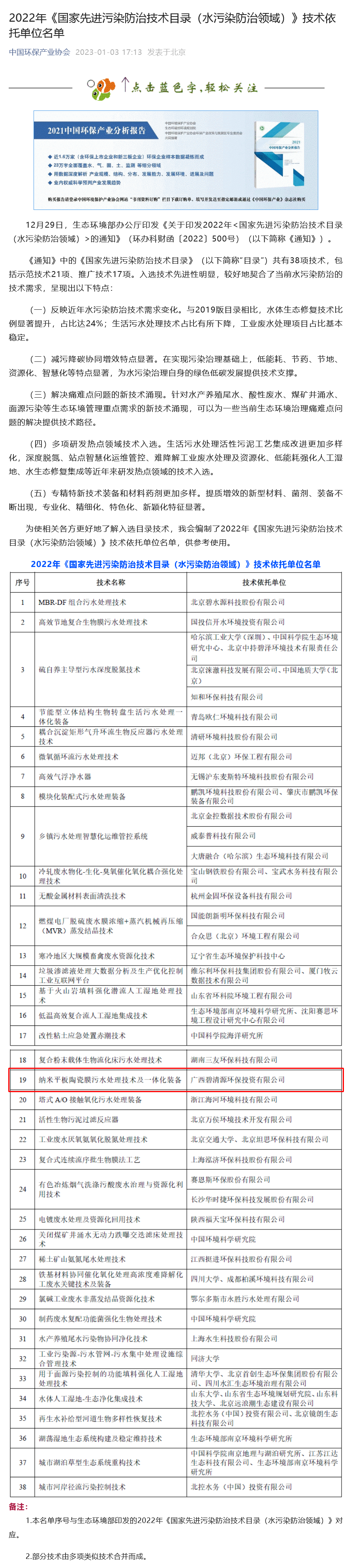 2023.1.3【中环协】2022年《国家先进污染防治技术目录（水污染防治领域）》技术依托单位名单.png