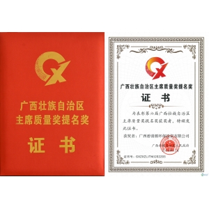 第六届广西壮族自治区主席质量奖提名奖